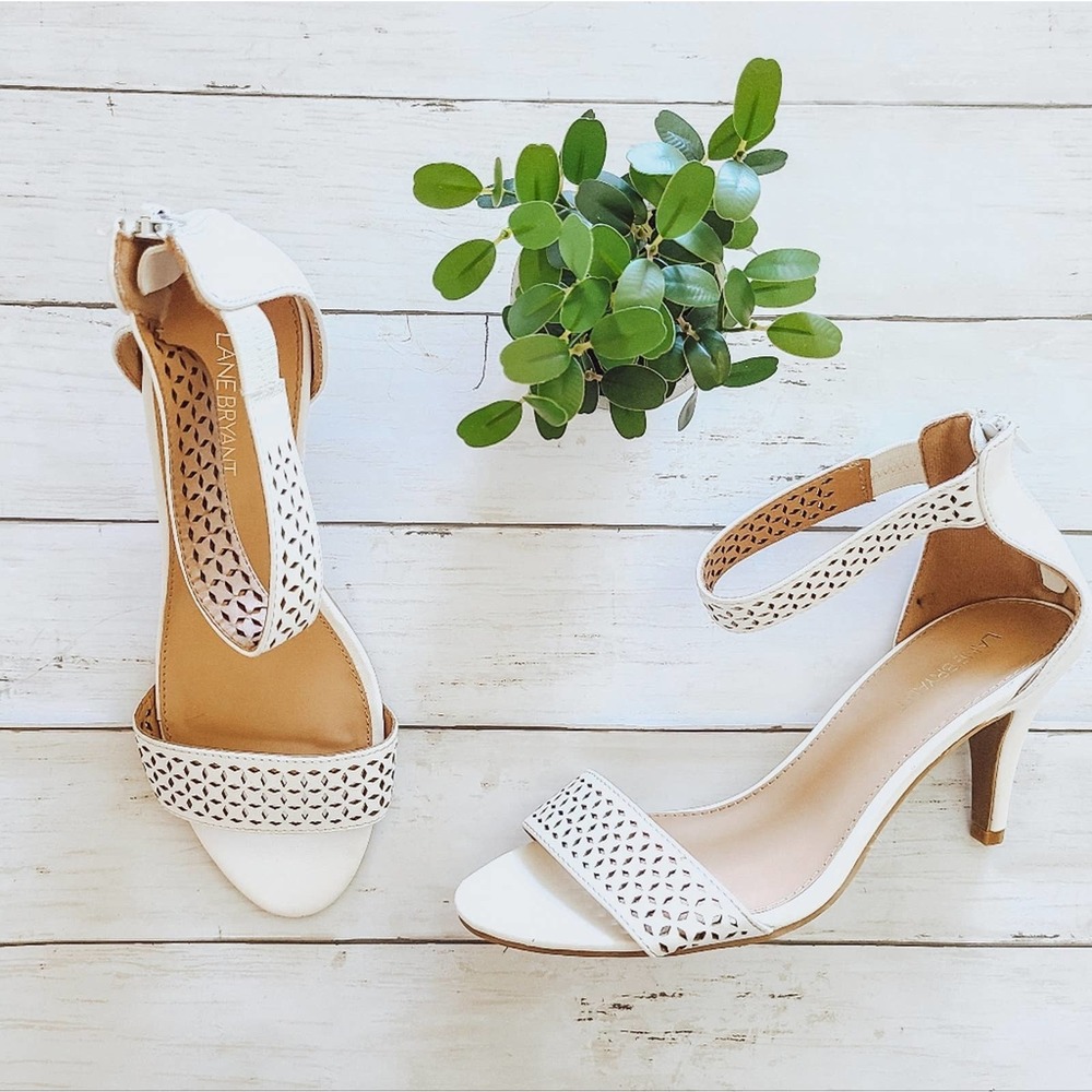 Lane Bryant White Eyelet Heels